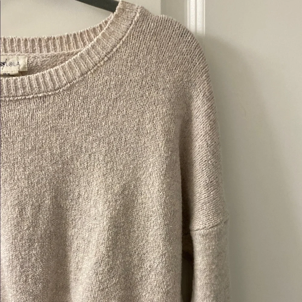 Yes Lola-Cozy Cream Crew Neck Sweater with Modern Twist - Picture 5 of 9